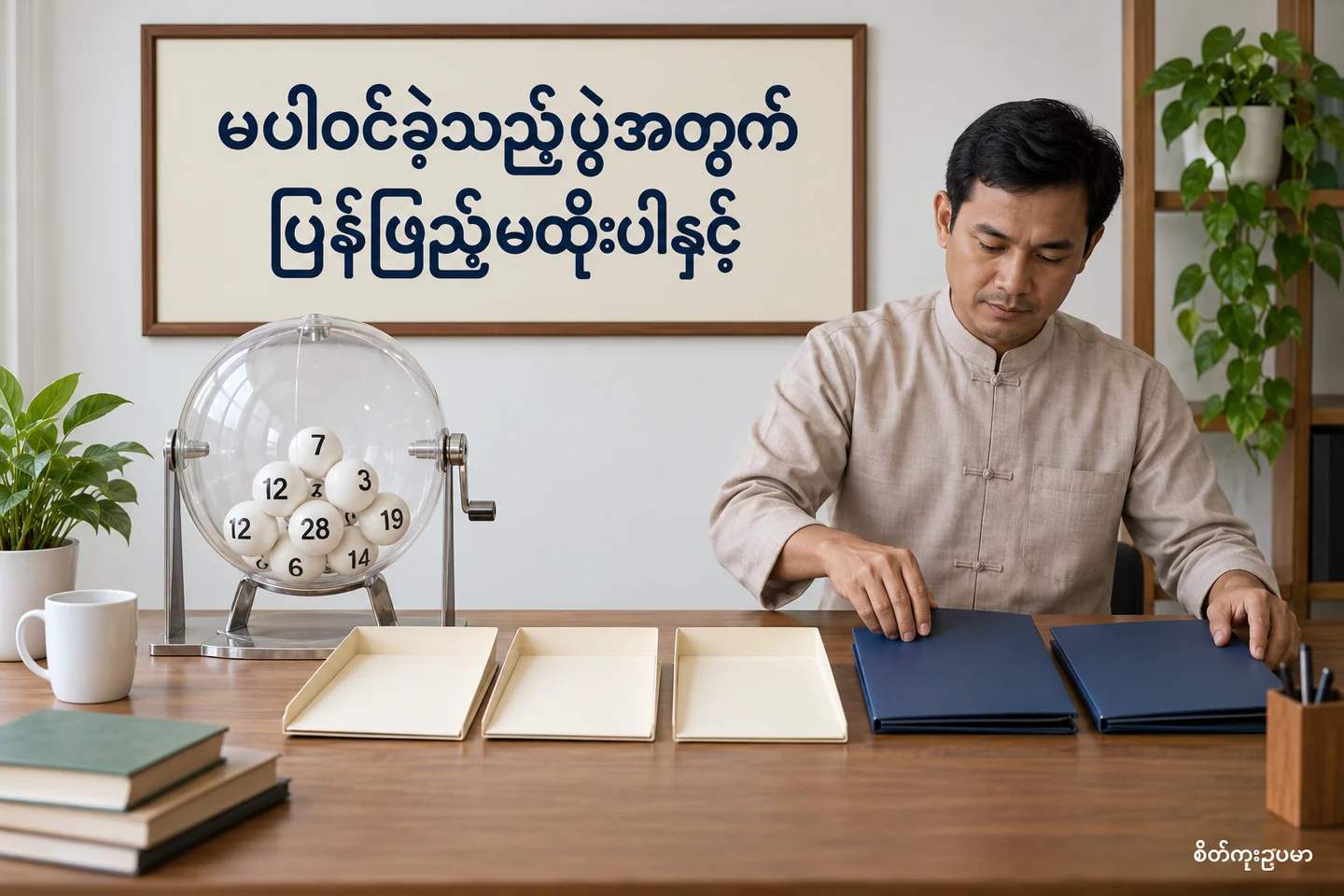 မဝယ်ခဲ့သော ထီပွဲနှစ်ခုကို နောက်ပွဲတွင် ပြန်ဖြည့်ရန် မလိုပါ — စိတ်ကူးထီဆိုင်ရာ သရုပ်ဖော်ပုံ။