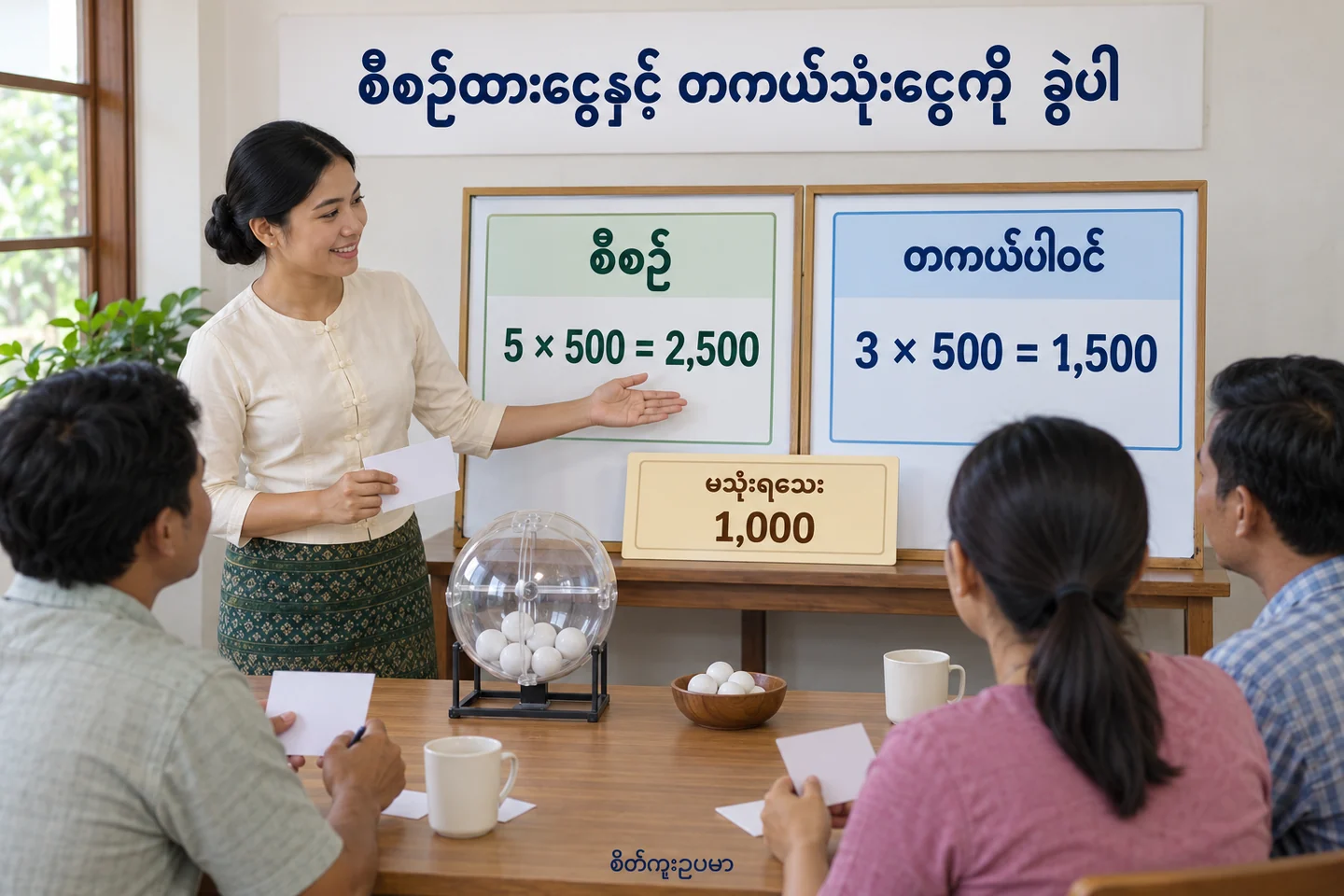 စီစဉ်ထားသောပွဲနှင့် တကယ်လက်ခံ entry ခွဲနည်း ကို ပြထားသော စိတ်ကူးဥပမာပုံ။